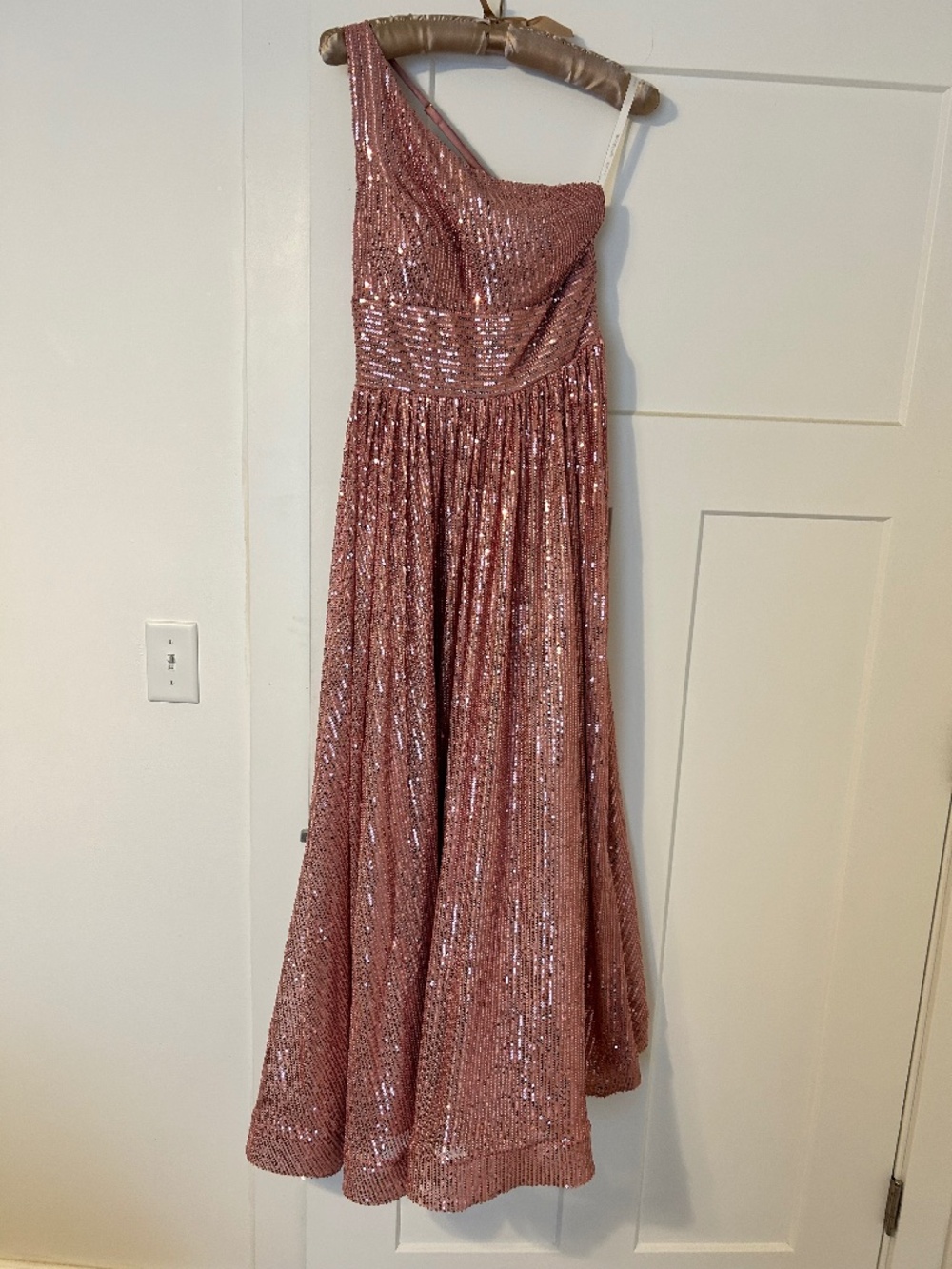 Mollyevers One Shoulder Sequin Prom Dress Sparkly Long Formal